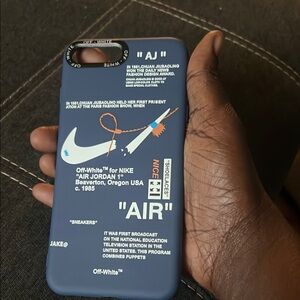 Off-White Blue iPhone Case with Industrial Design
